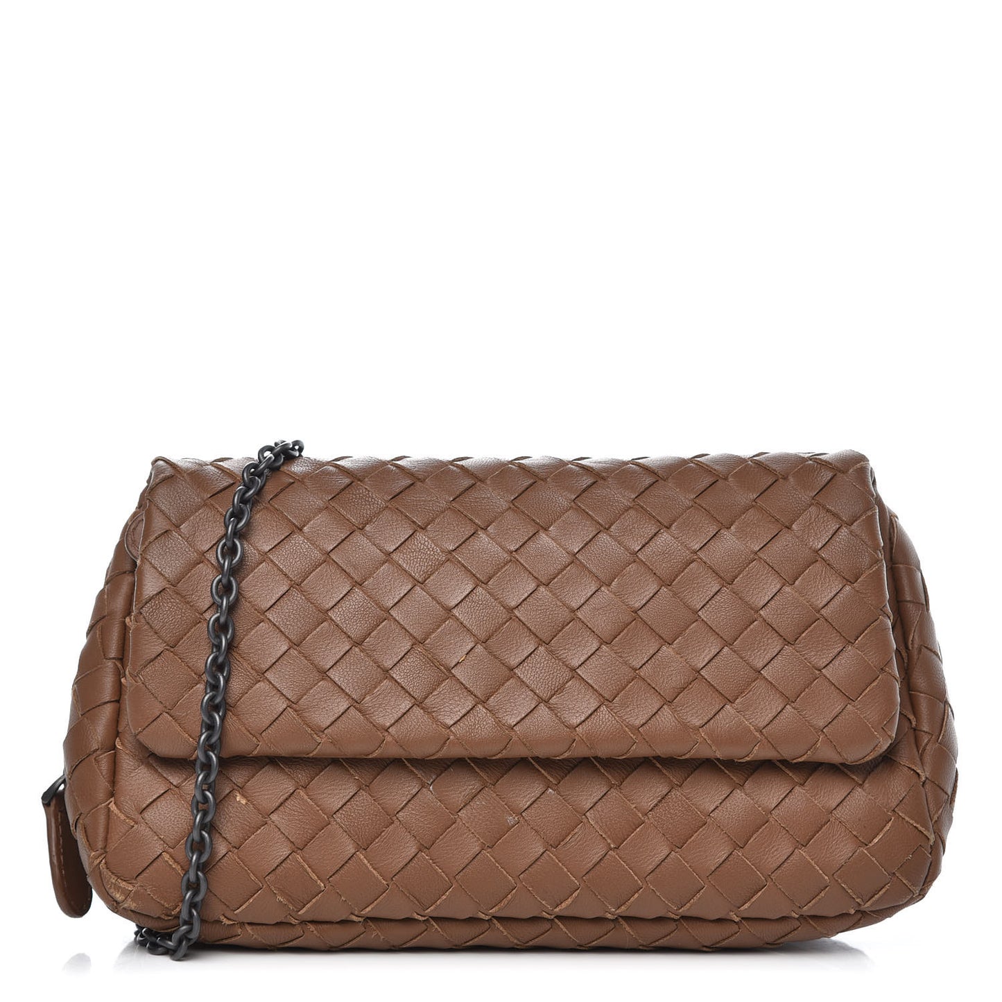 Nappa Intrecciato Small Chain Crossbody Noce