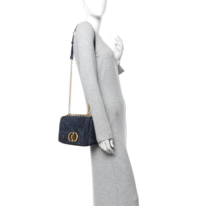 Christian Dior Denim Brocart Print Medium Caro Bag Blue 2 of 10