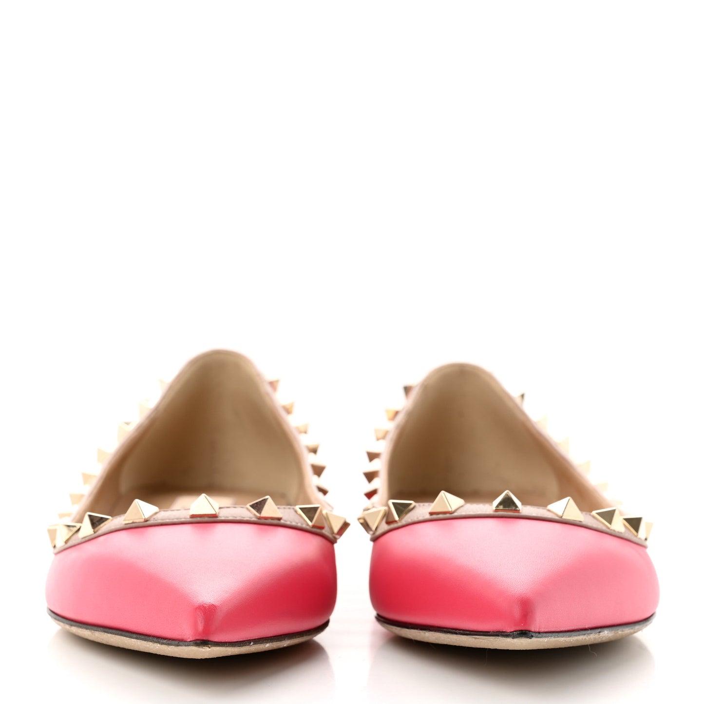Calfskin Nappa Rockstud Ballerina Flats 36.5 Deep Fuxia Poudre
