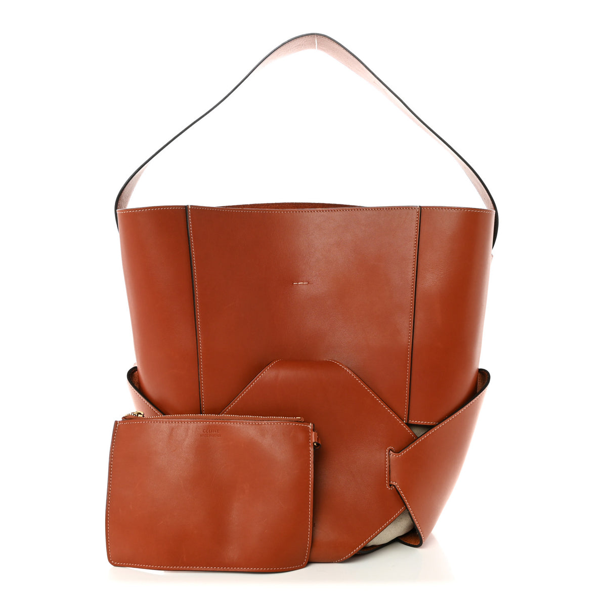 Natural Calfskin Large Holdall Shoulder Bag Brick