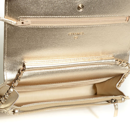 Chanel Metallic Lambskin Wallet On Chain WOC Gold 6 of 9