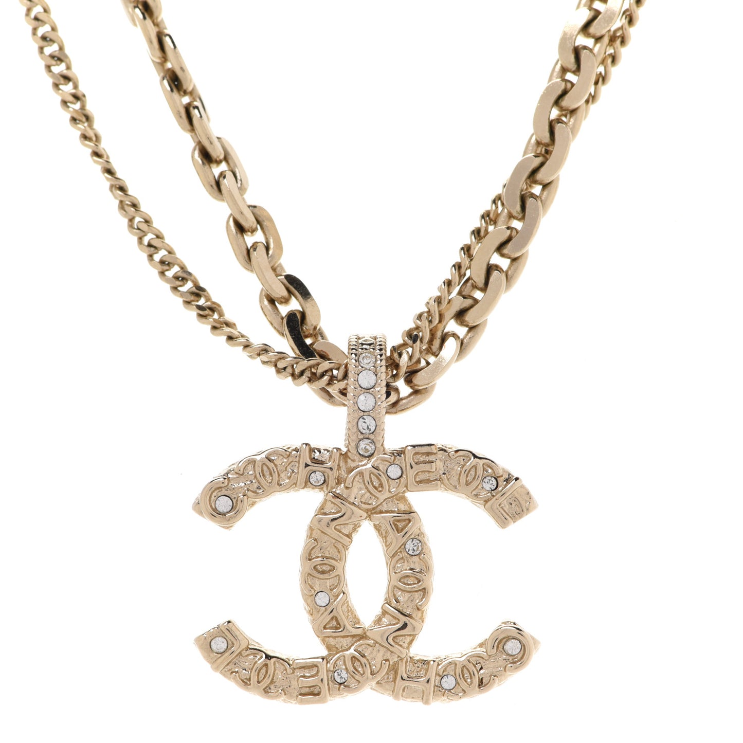 Crystal CC Multi Strand Chain Necklace Gold