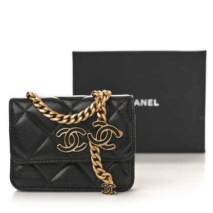 Chanel Lambskin Enamel Quilted Pending CC Flap Belt Bag Black 10 of 10