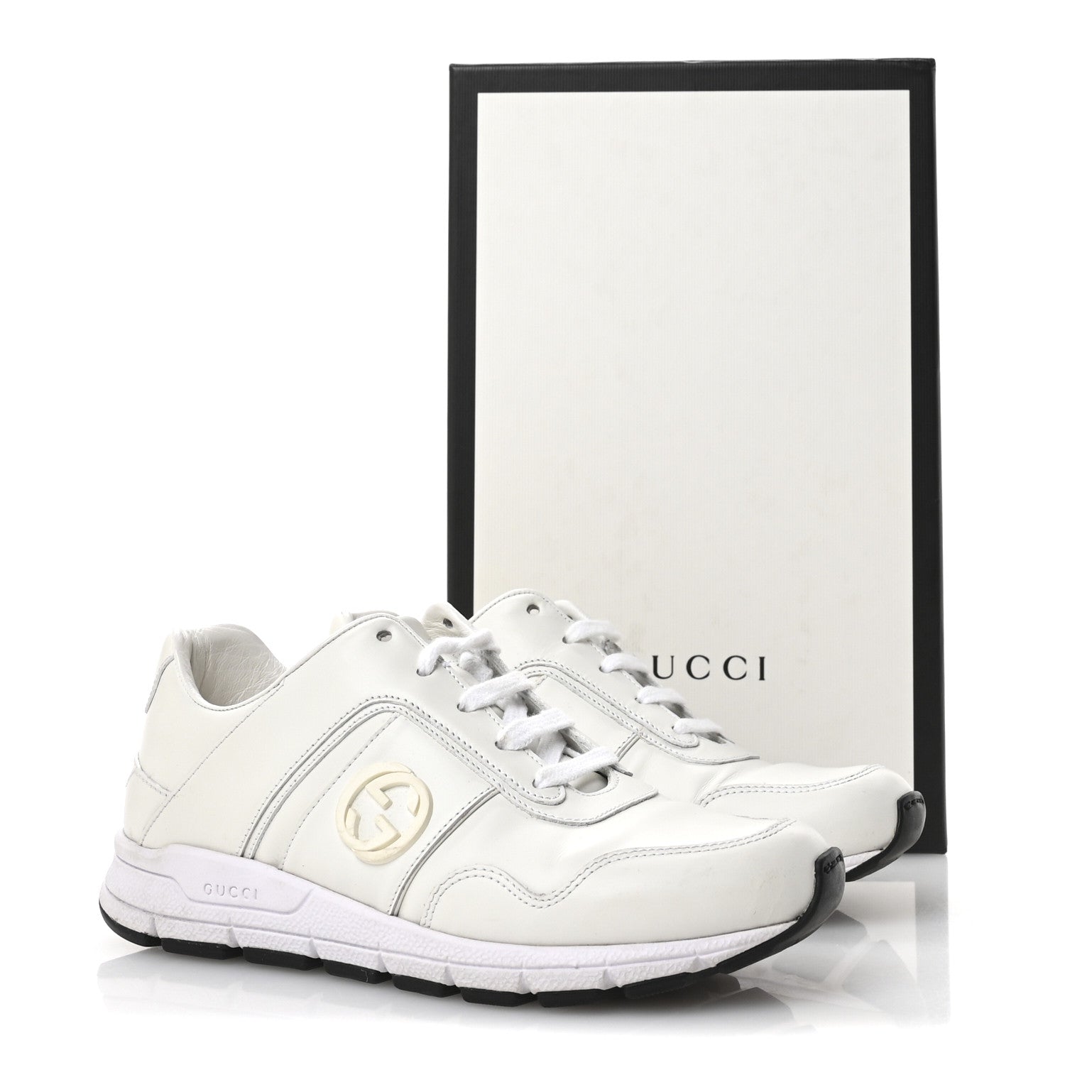 Gucci Calfskin Womens Interlocking G Sneakers 35 White 9 of 9