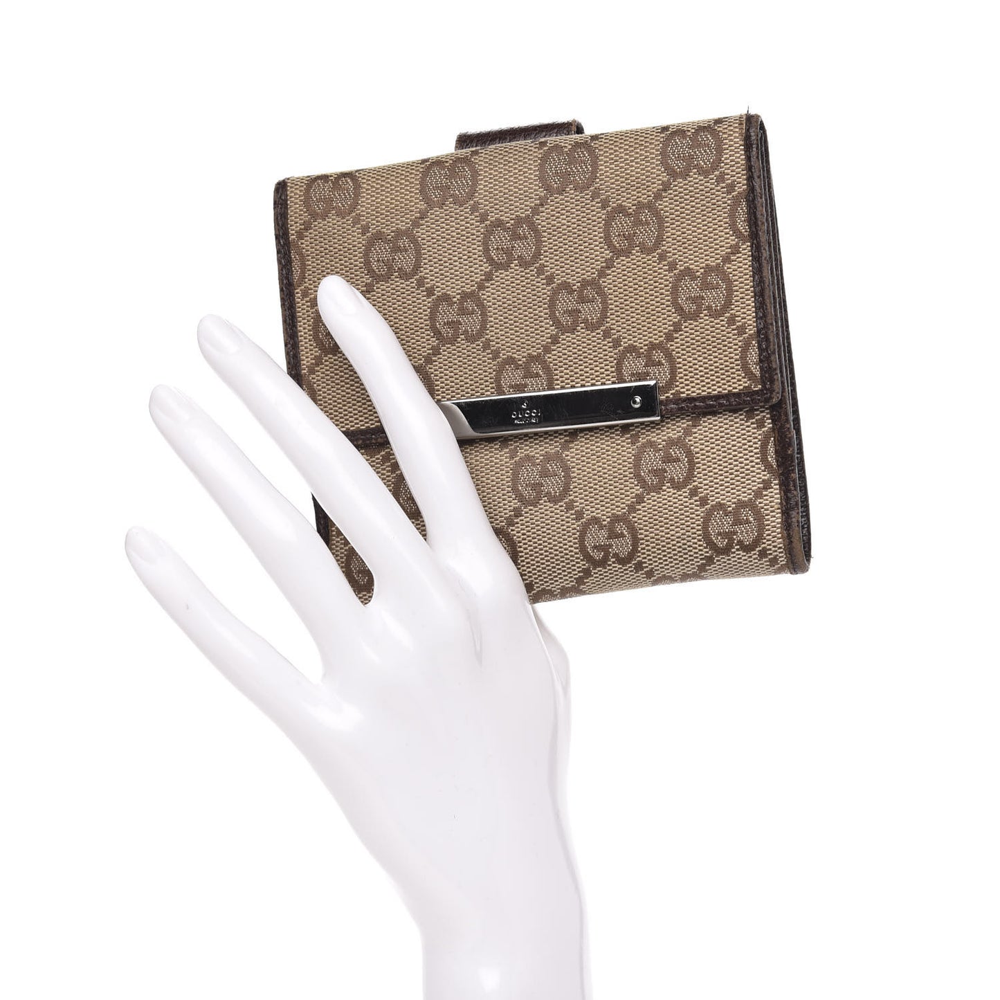 Monogram Metal Bar French Flap Wallet Beige Ebony Cocoa