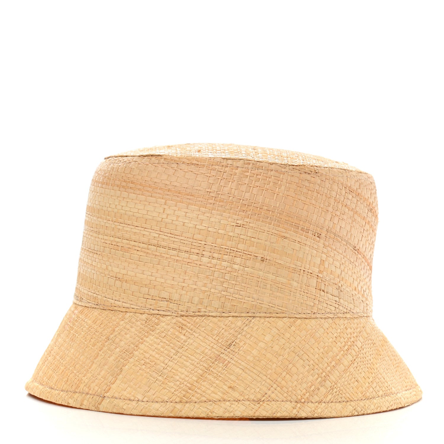 Prada Paglia Metal Triangle Logo Womens Bucket Hat M Naturale Black 6 of 12