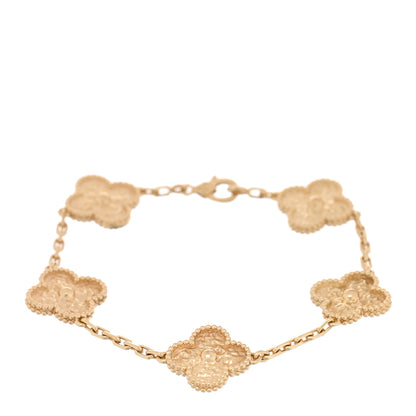 Van Cleef & Arpels 18K Yellow Gold 5 Motifs Vintage Alhambra Bracelet 1 of 4