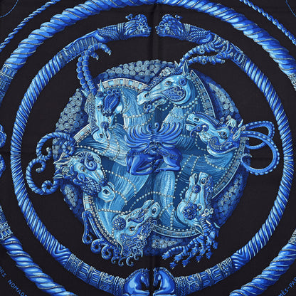 Hermes Silk Ors Nomades Scarf 90 Black Bleu Dur Turquoise 6 of 6