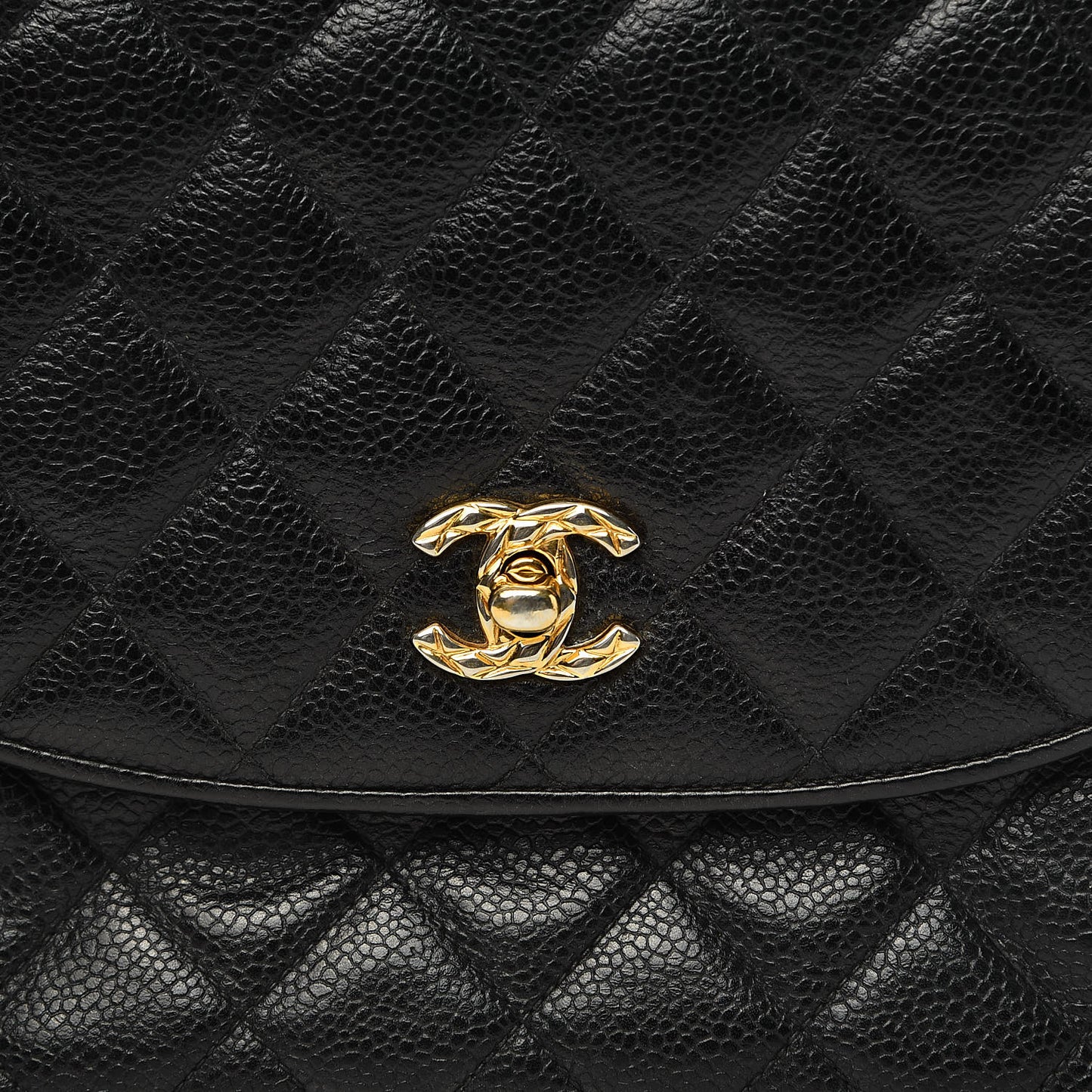 Caviar Quilted Flap Shoulder Bag Black