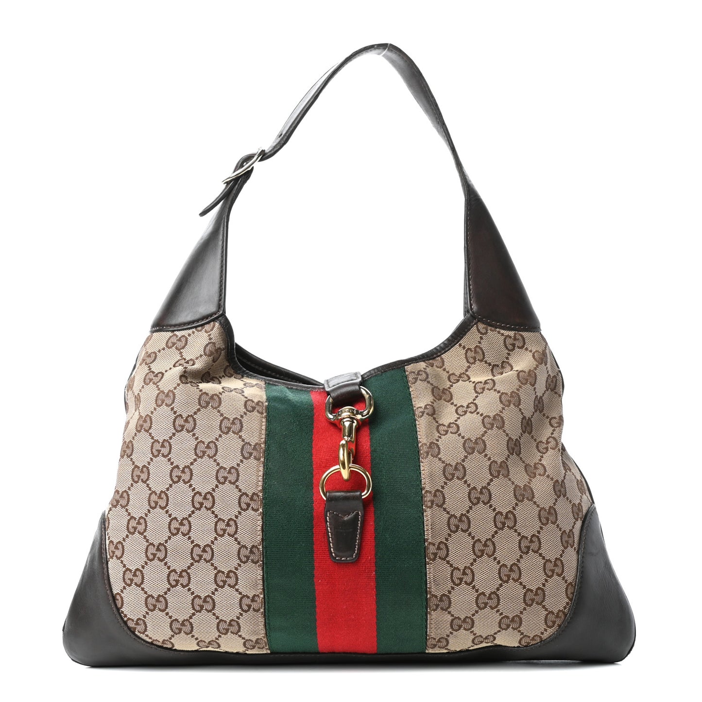Monogram Web Jackie O Bouvier Hobo Dark Brown