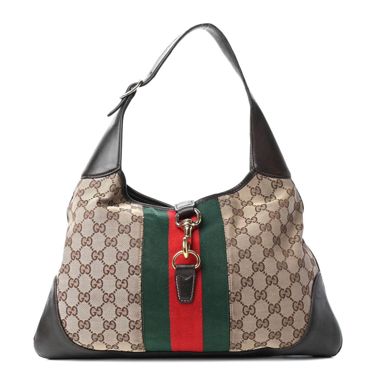 Gucci Monogram Web Jackie O Bouvier Hobo Dark Brown 1 of 9