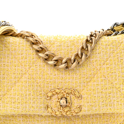 Chanel Tweed Quilted Medium Chanel 19 Flap Yellow 9 of 14