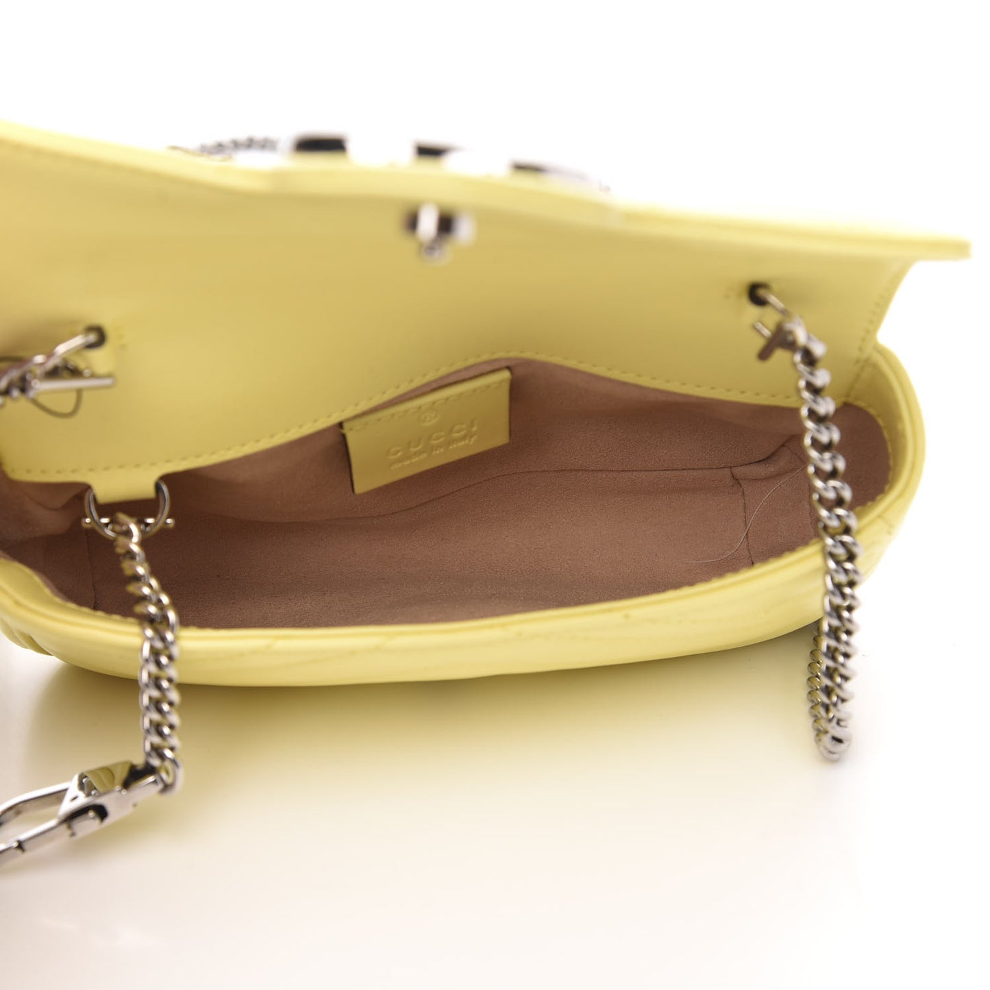 Calfskin Matelasse Super Mini GG Marmont Shoulder Bag Banana