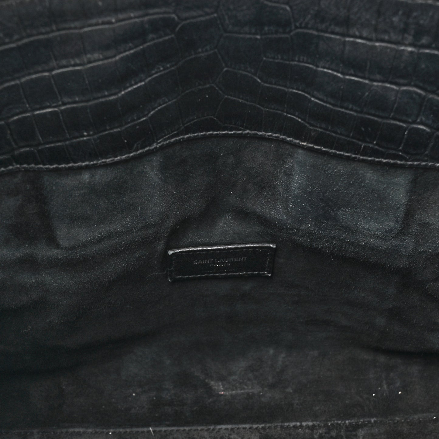 Calfskin Crocodile Embossed Small Sac de Jour Black