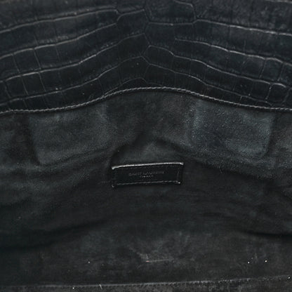 Saint Laurent Calfskin Crocodile Embossed Small Sac de Jour Black 18 of 20