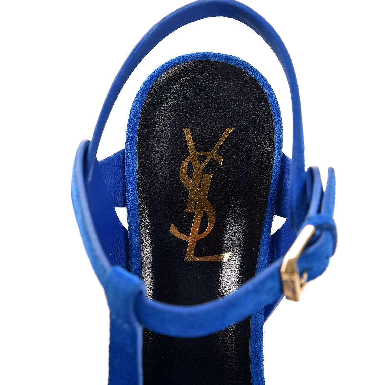 Saint Laurent Suede Tribute 105 Platform Sandals 37.5 Blue 7 of 8