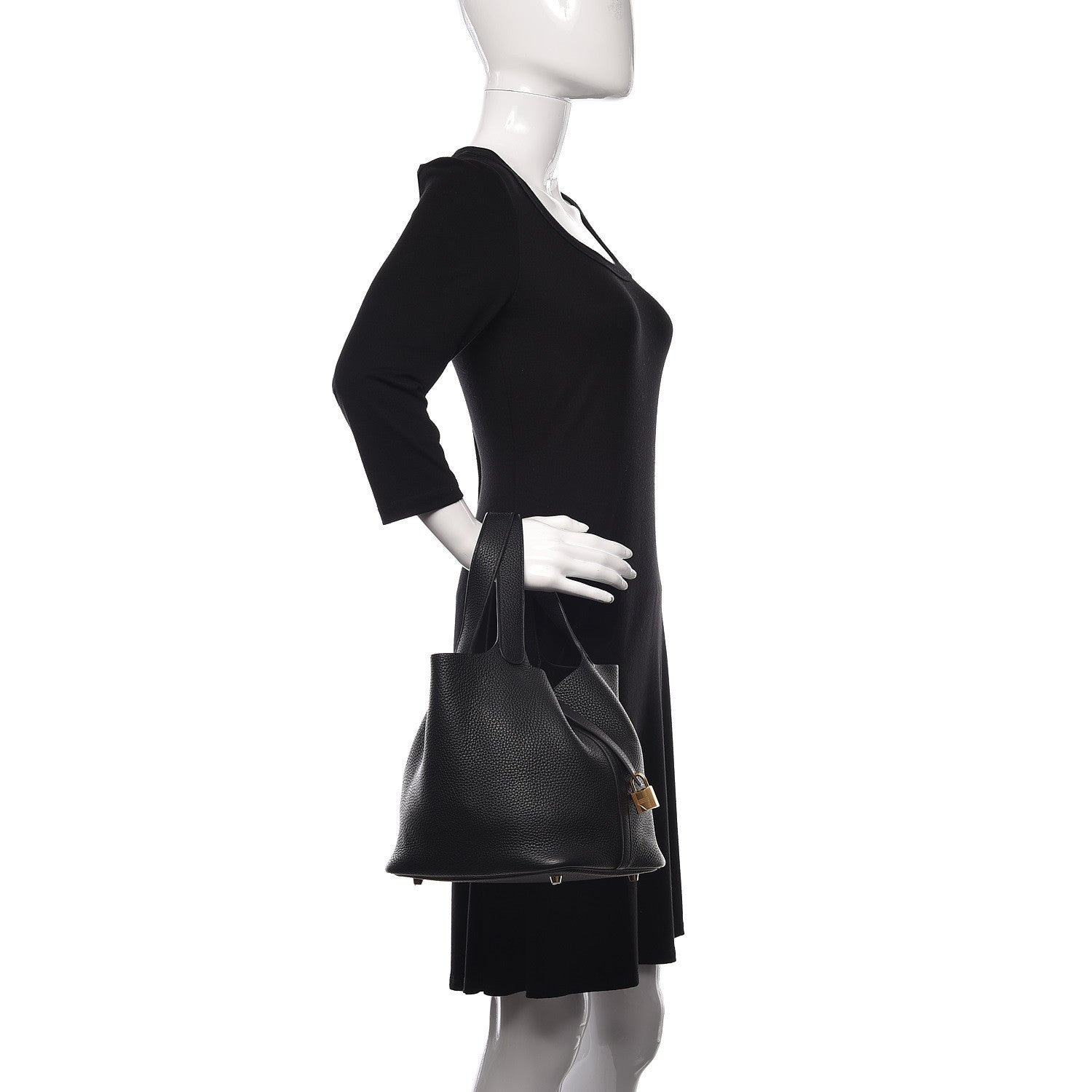 Hermes Taurillon Clemence Picotin Lock 22 MM Black 2 of 11