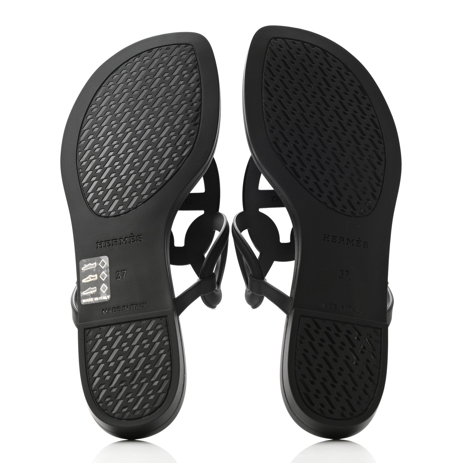 Hermes Rubber Womens Egerie Sandals 37 Black 5 of 8