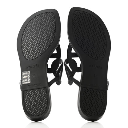 Hermes Rubber Womens Egerie Sandals 37 Black 5 of 8