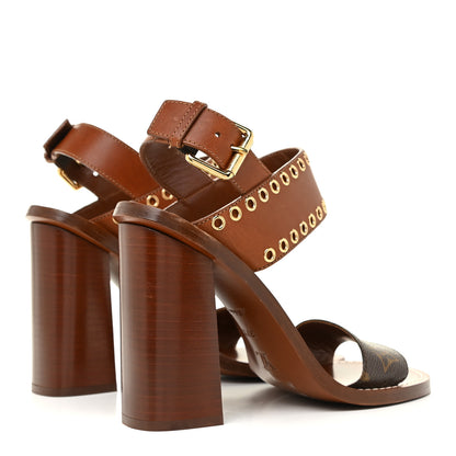 Louis Vuitton Calfskin Monogram Passenger Sandals 37.5 Cognac 5 of 12