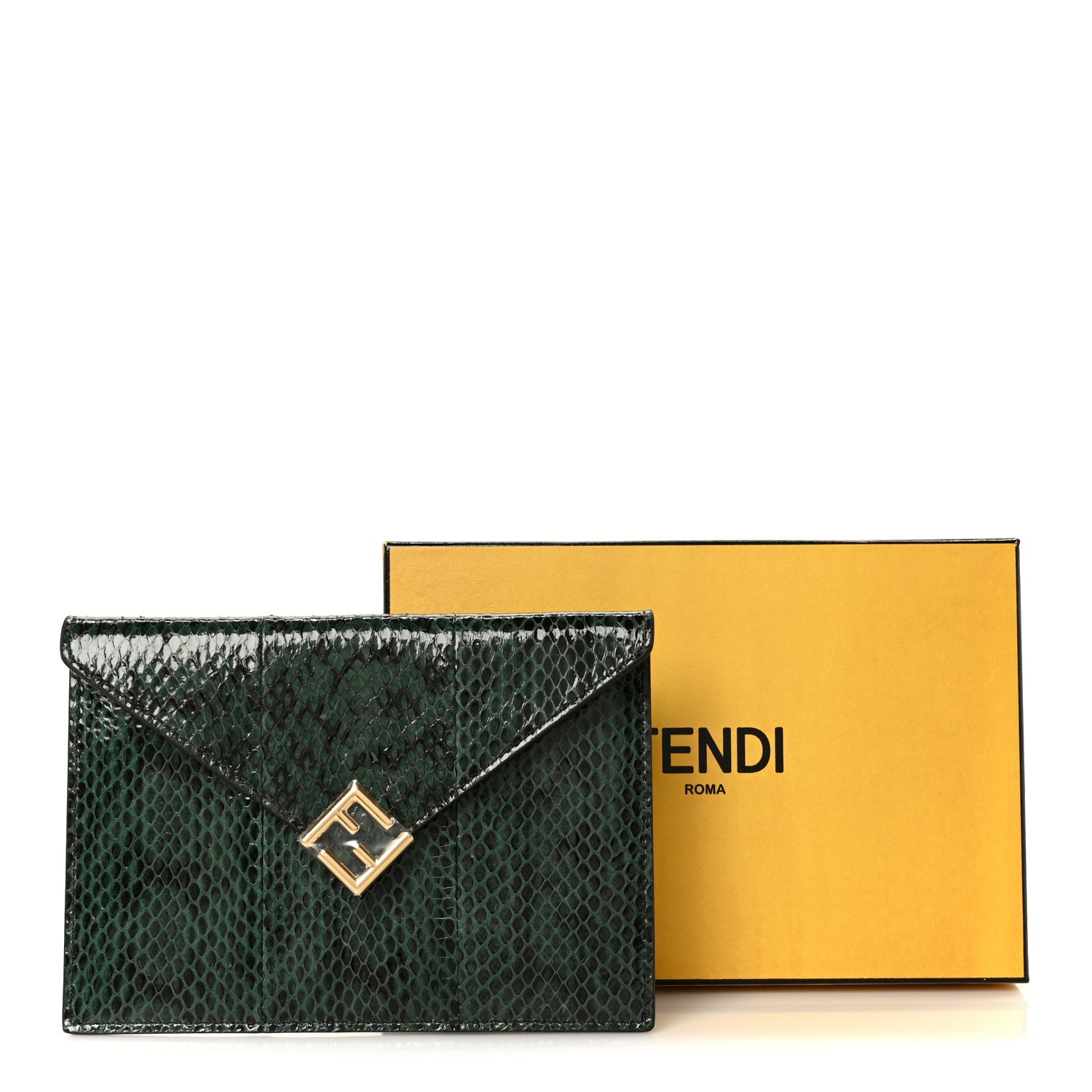 Fendi Snakeskin F is Fendi Medium Flat Envelope Pouch Ramarro 9 of 9
