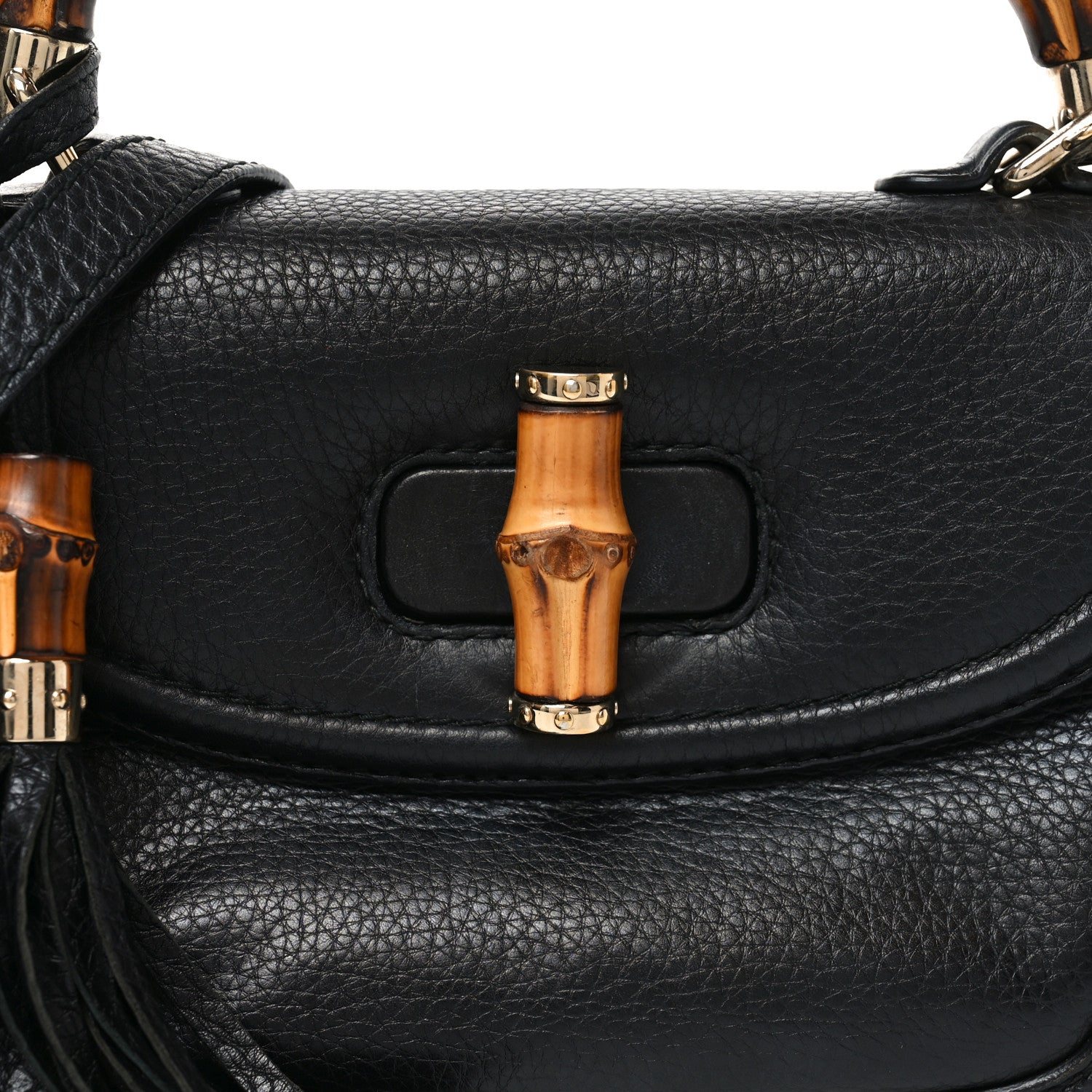 Gucci Cellarius Calfskin Medium New Bamboo Top Handle Bag Black 8 of 10