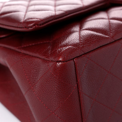 Chanel Caviar Quilted Maxi Double Flap Dark Red 8 of 16