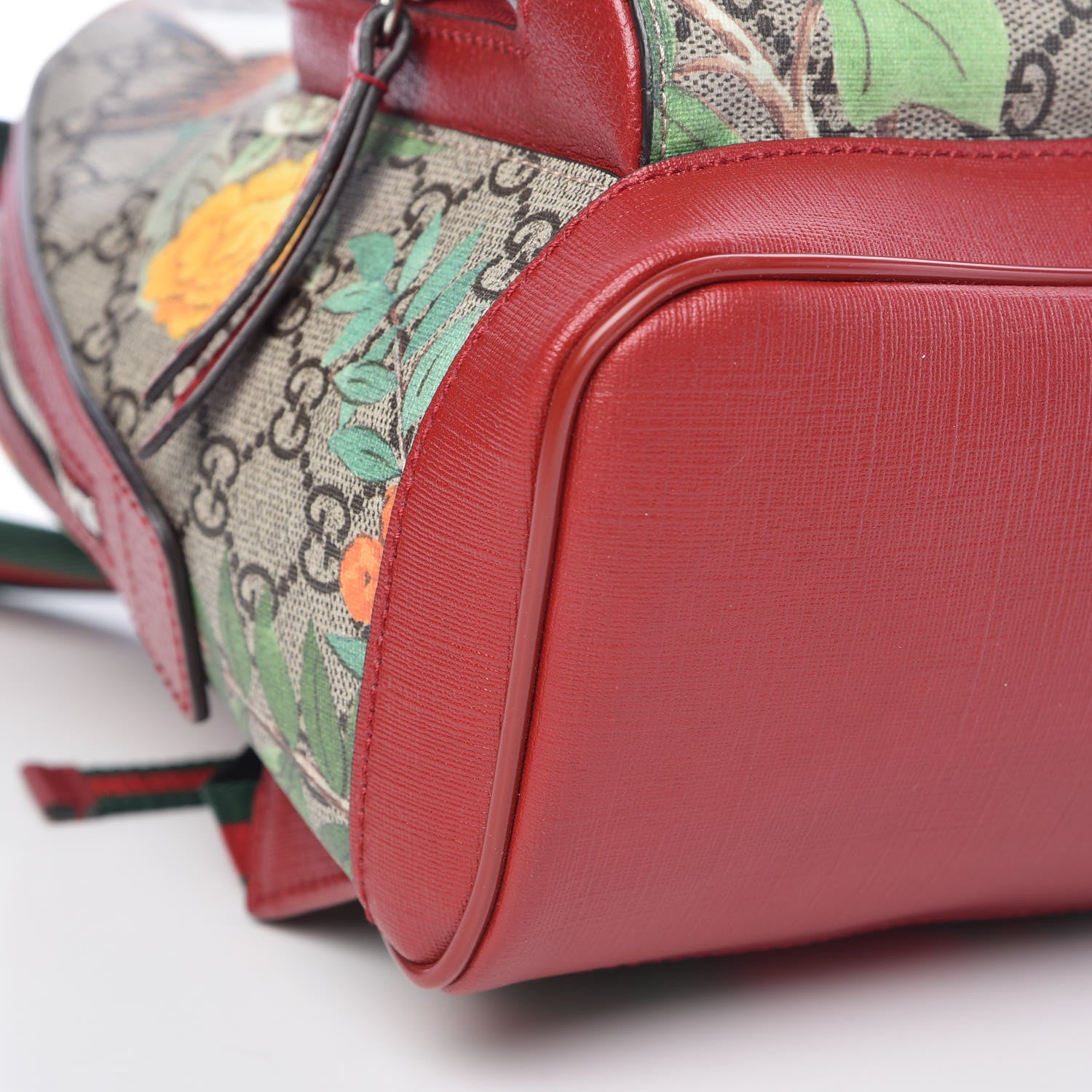 Gucci GG Supreme Monogram Tian Web Small Day Backpack Beige Multicolor Red 10 of 11