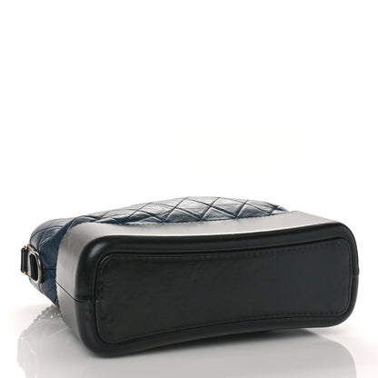 Chanel Aged Calfskin Quilted Medium Gabrielle Hobo Navy Black 4 of 12