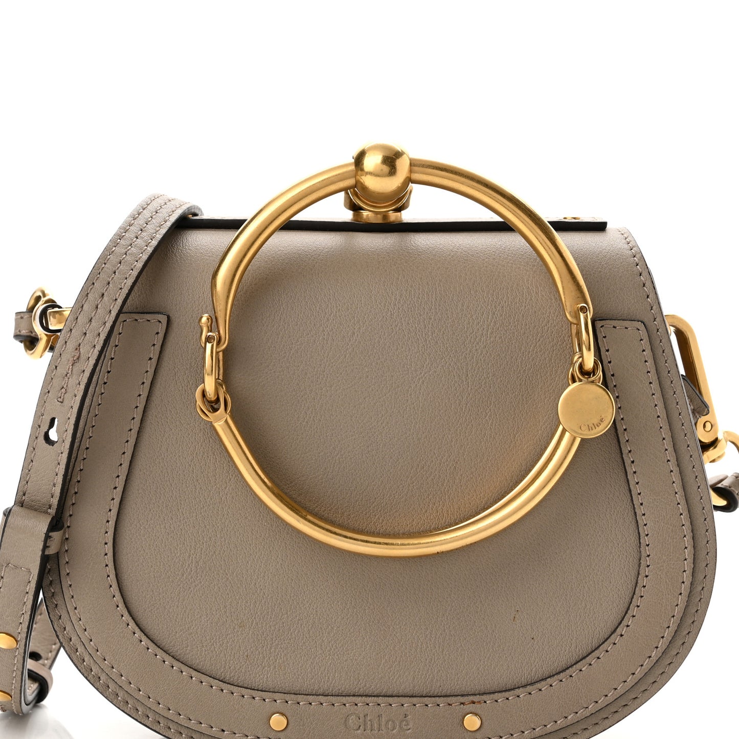 Calfskin Suede Small Nile Bracelet Bag Motty Grey