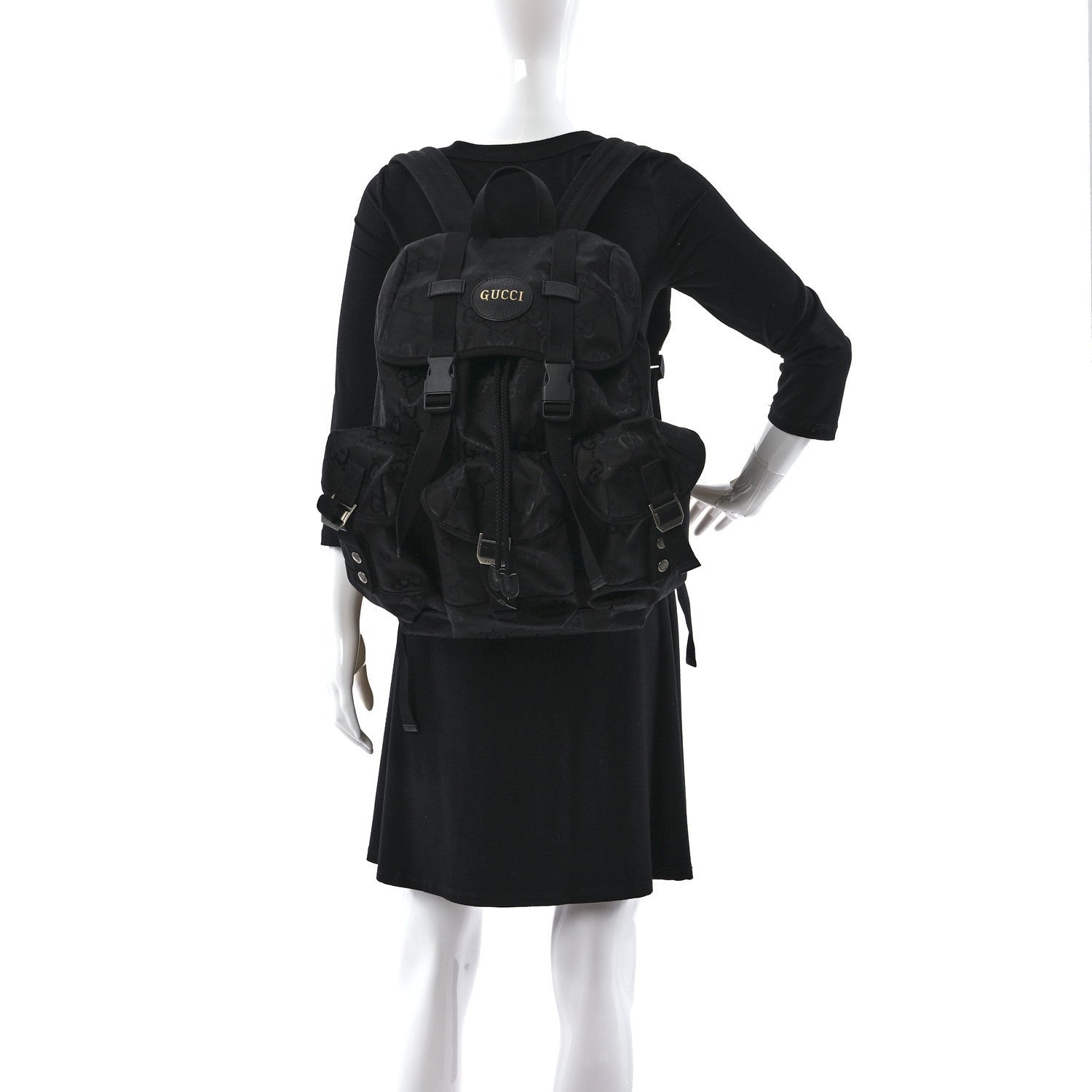 Gucci Econyl Nylon Monogram Off The Grid Utility Pocket Backpack Black 2 of 15