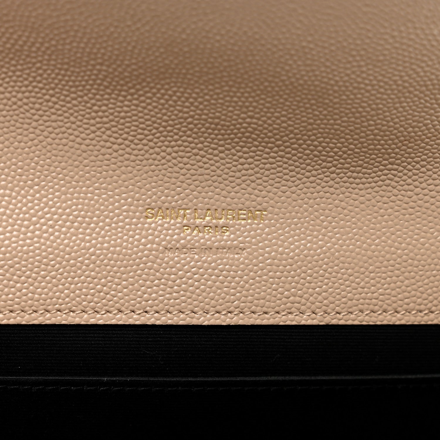 Saint Laurent Grain De Poudre Matelasse Chevron Monogram Envelope Clutch Dark Beige 7 of 9
