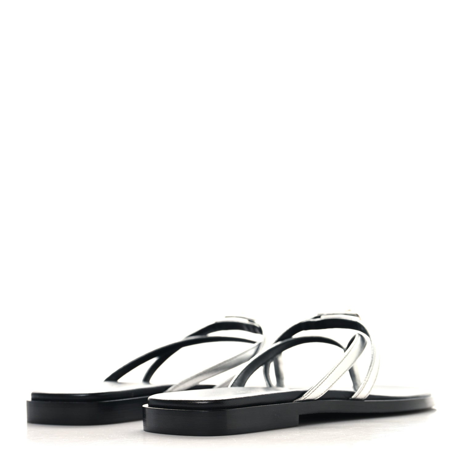 Hermes Metallic Goatskin Miss Sandals 37 Gris Argente 5 of 9