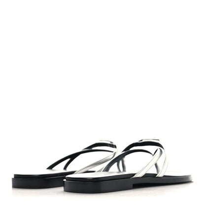 Hermes Metallic Goatskin Miss Sandals 37 Gris Argente 5 of 9