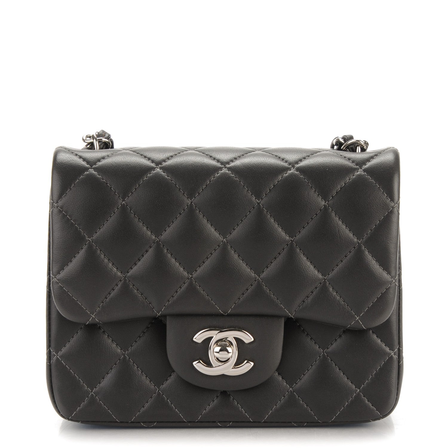 Chanel Lambskin Quilted Mini Square Flap Dark Grey 1 of 8