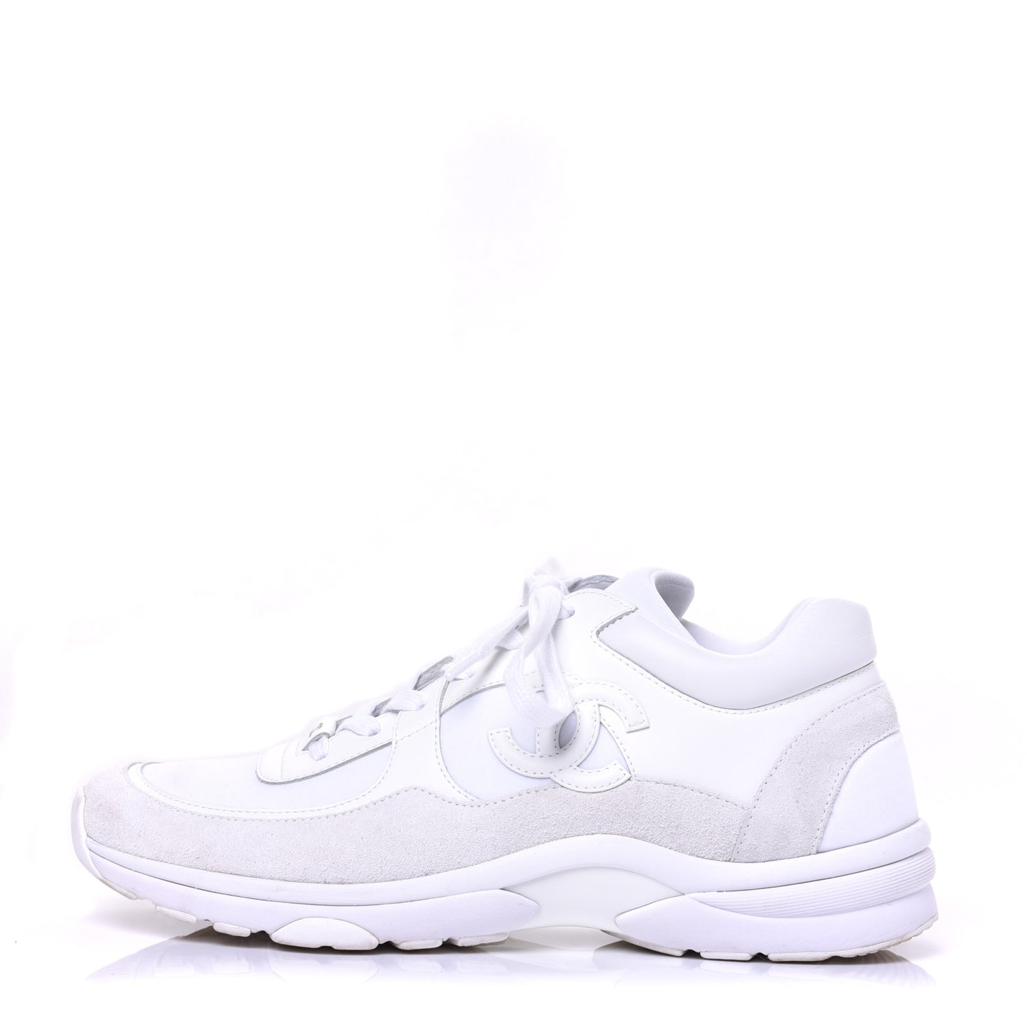 Lambskin Fabric Suede CC Sneakers 40.5 White