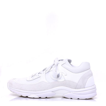 Chanel Lambskin Fabric Suede CC Sneakers 40.5 White 1 of 9