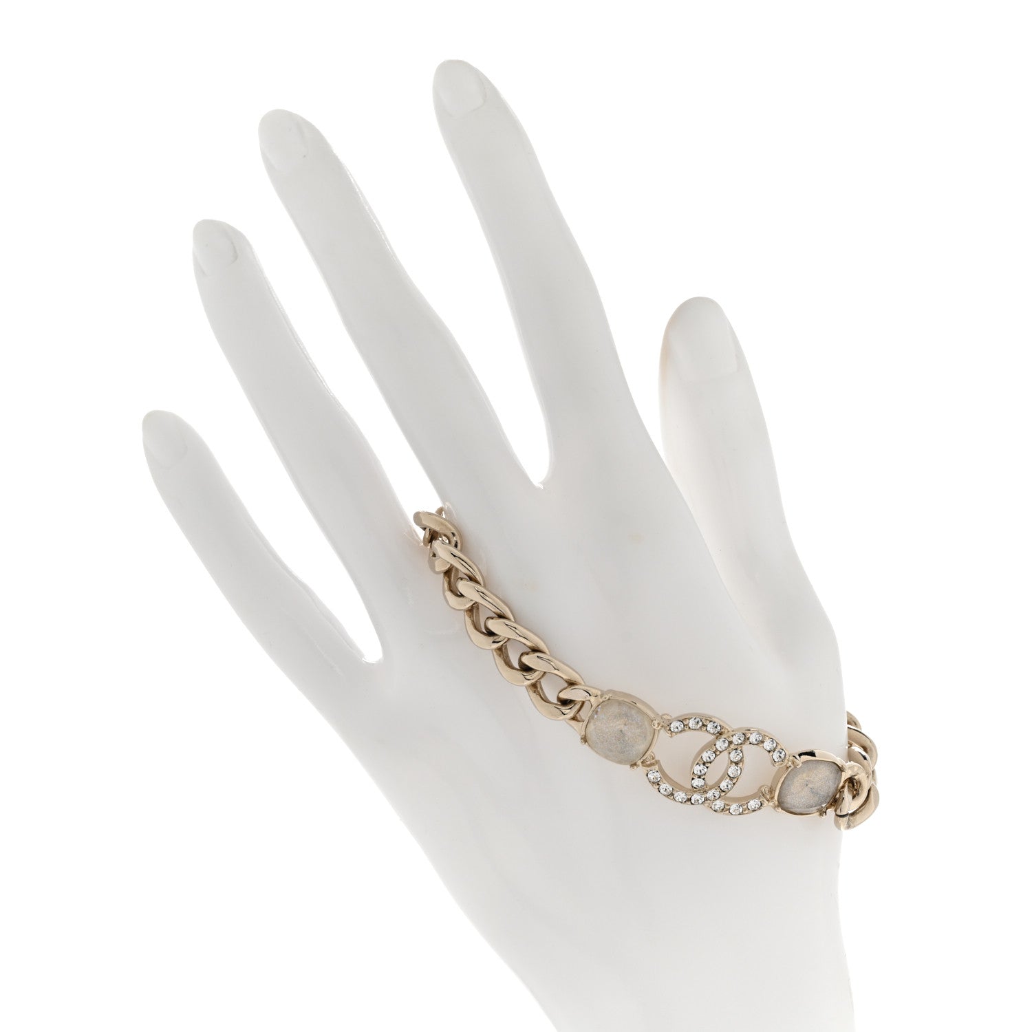 Chanel Glass Crystal CC Chain Bracelet Gold 2 of 4