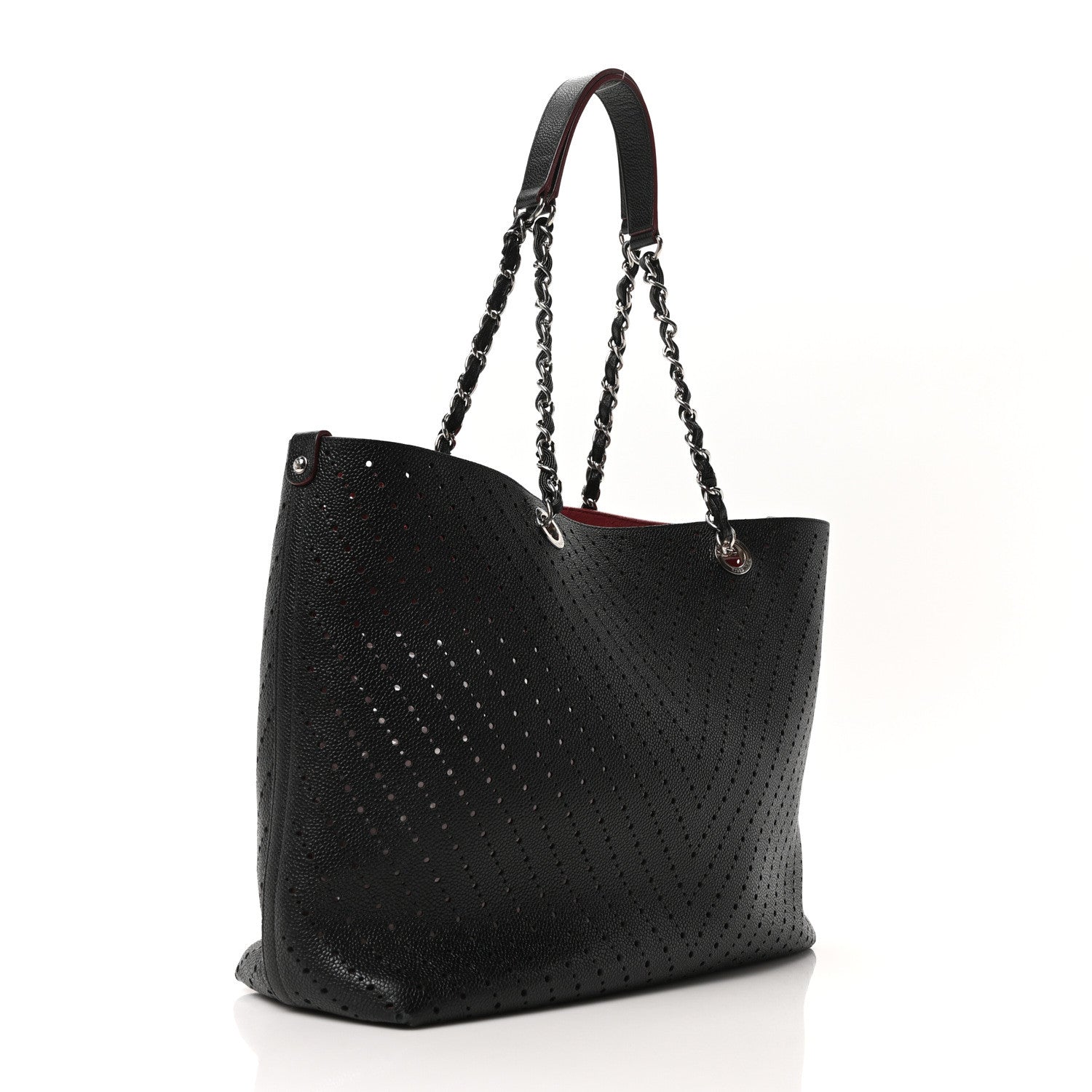 Chanel Perforated Grained Calfskin Large Shopping Tote Black 3 of 10