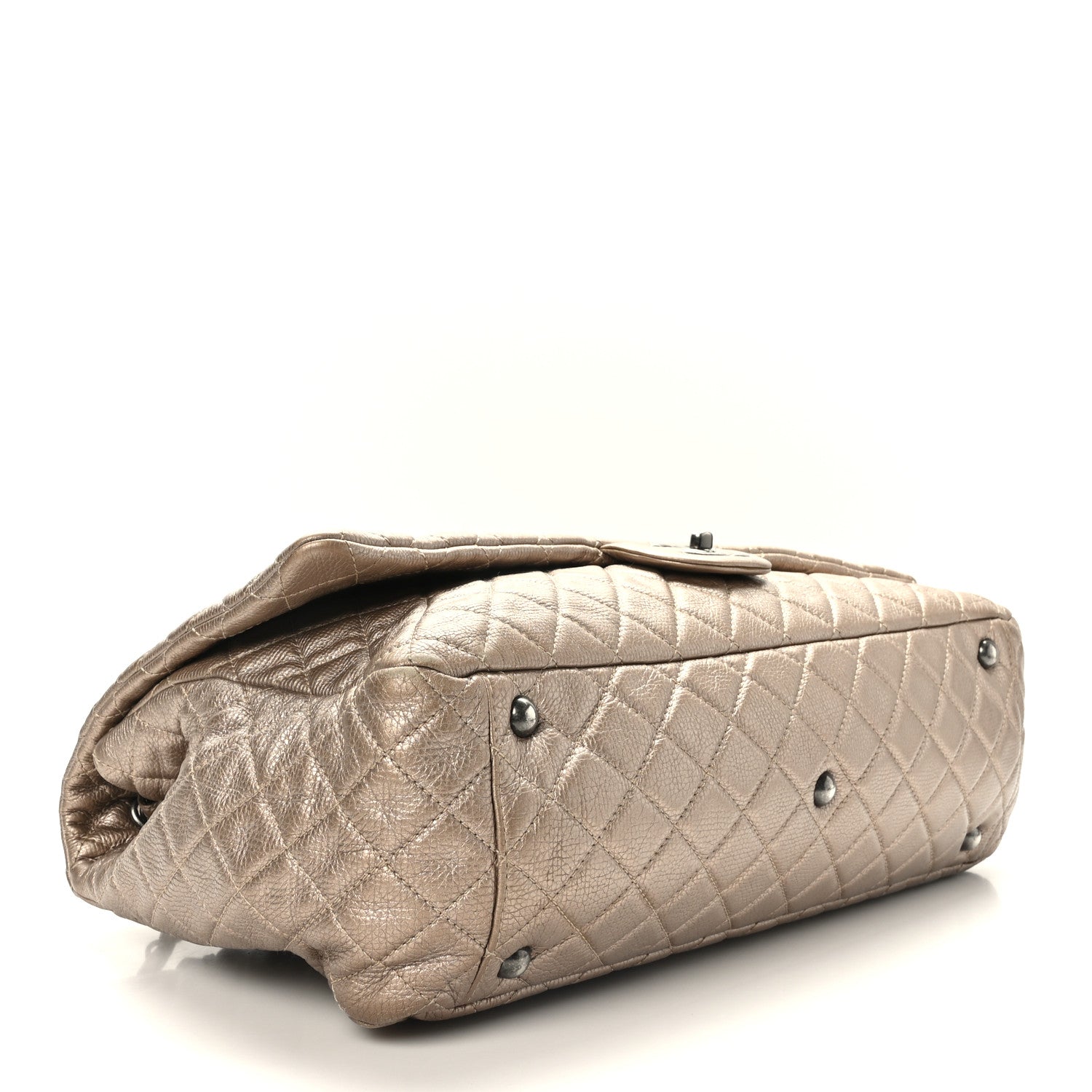 Chanel Metallic Calfskin Quilted XXL Travel Flap Bag Gold 4 of 9