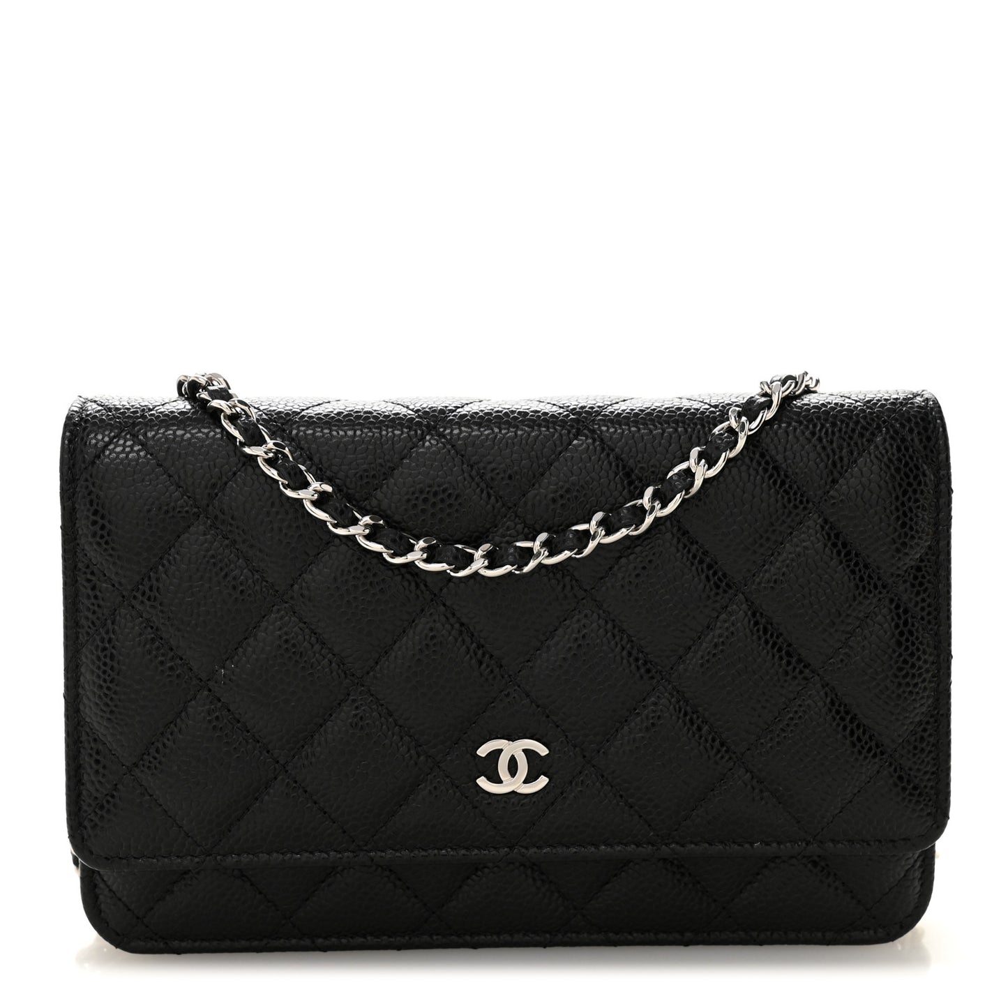 Caviar Quilted Wallet on Chain WOC Black