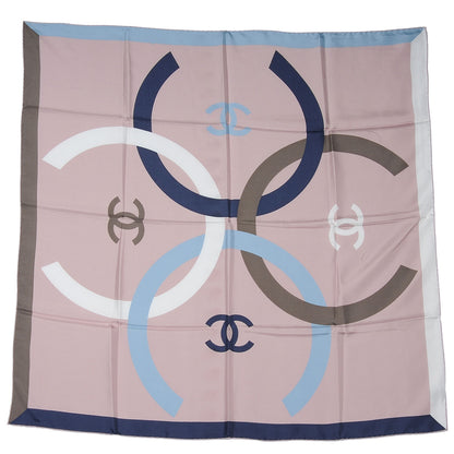 Chanel Silk CC Logo Square Scarf Multicolor Pink 2 of 4