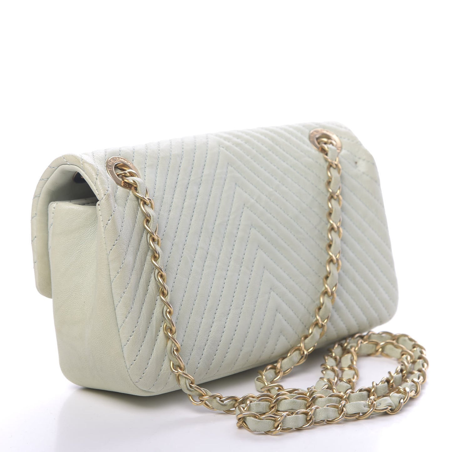 Calfskin Surpique Chevron Small Flap Grey