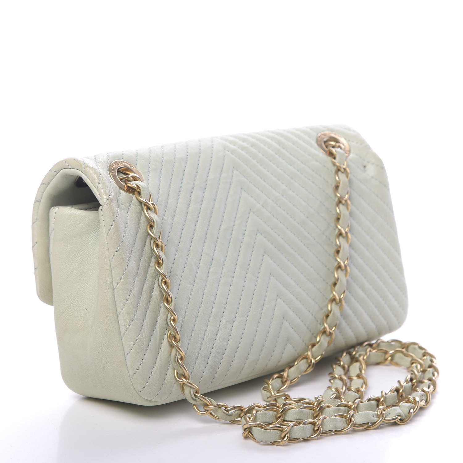 Chanel Calfskin Surpique Chevron Small Flap Grey 3 of 13