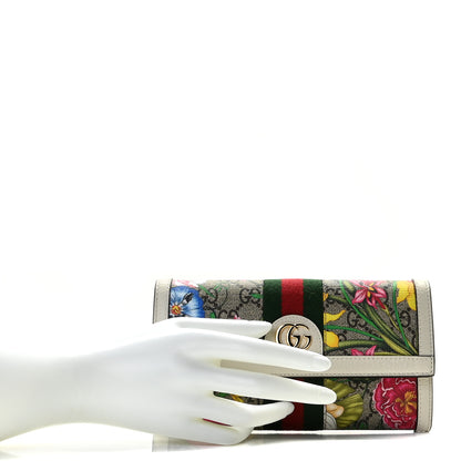 Gucci GG Supreme Monogram Flora Web Ophidia Continental Wallet White 2 of 8