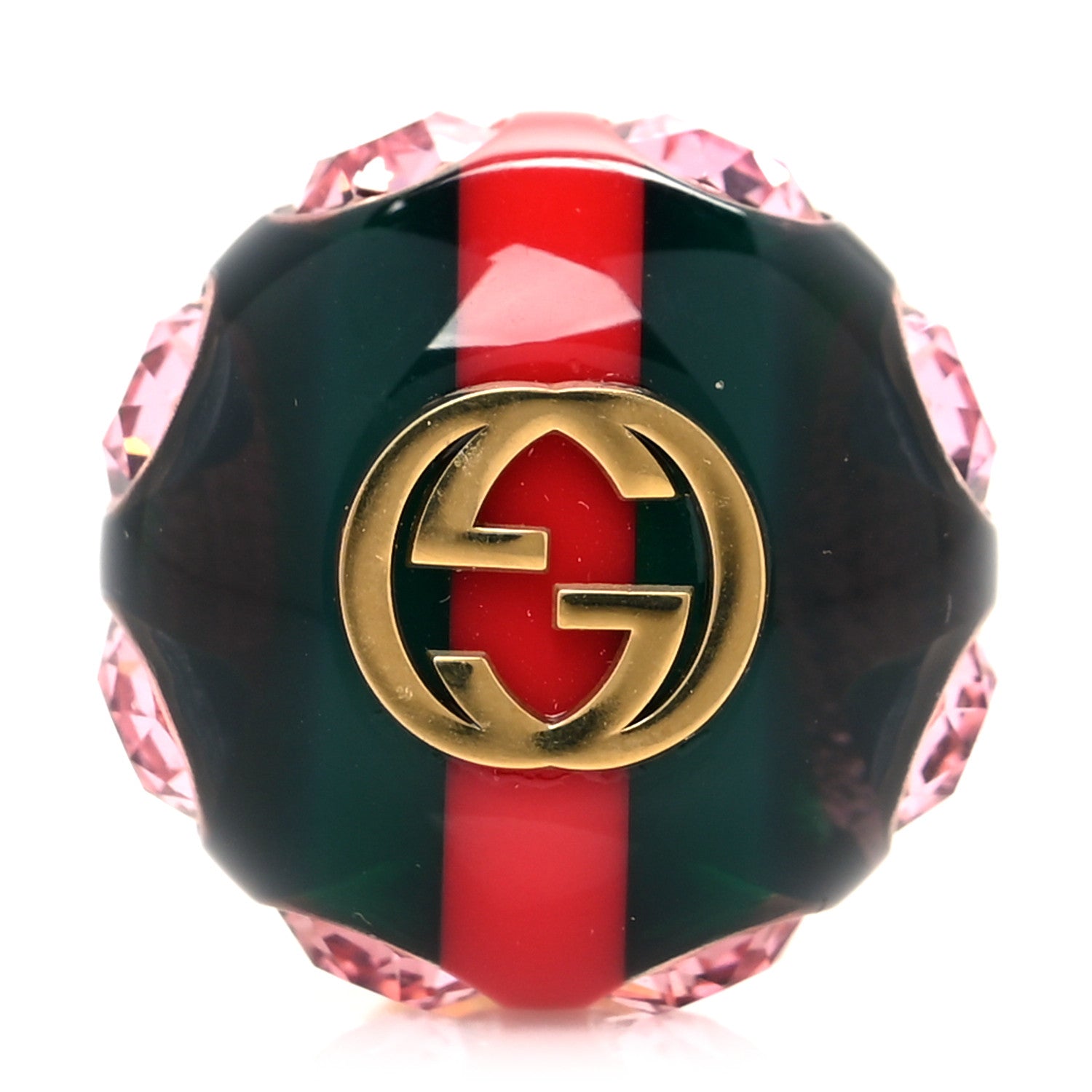 Gucci Resin Strass Vintage Web Stud Pin Red Green 1 of 4