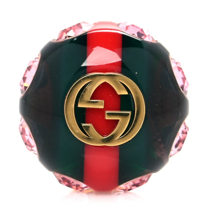 Gucci Resin Strass Vintage Web Stud Pin Red Green 1 of 4