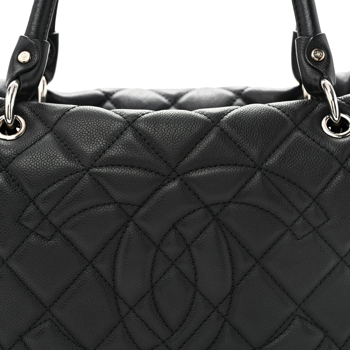 Caviar Quilted Timeless Bowler Black