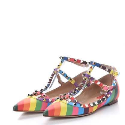Valentino Garavani Calfskin Ballerina Rockstud Cage Ballerina Flats 39 Multicolor 3 of 7