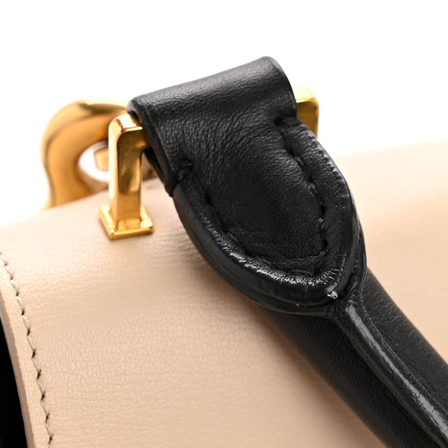 Smooth Calfskin Suede Medium Tri-Color Trapeze Cream Black Brown